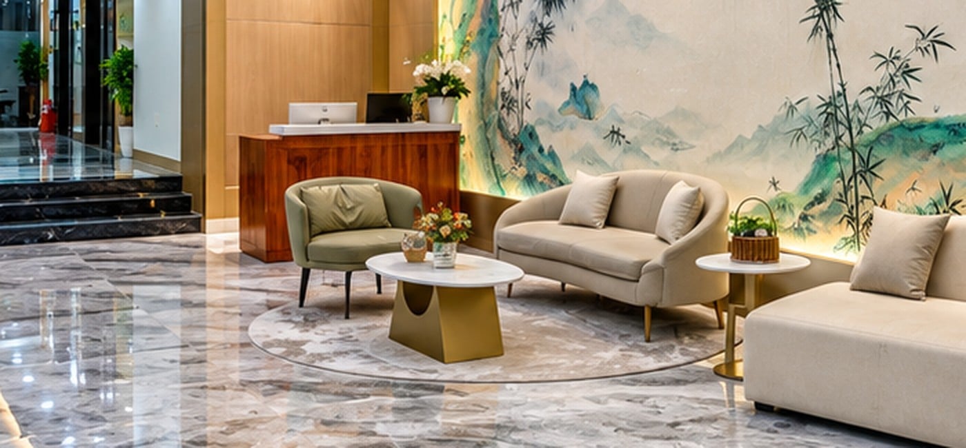 Quầy lễ tân toà nhà văn phòng 36 Bùi Thị Xuân